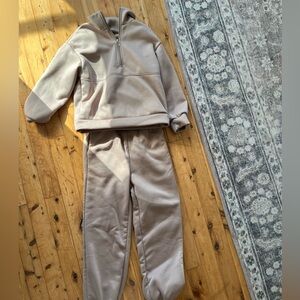 Cozy Light Pink/ Beige Quarter Zip Tracksuit Set